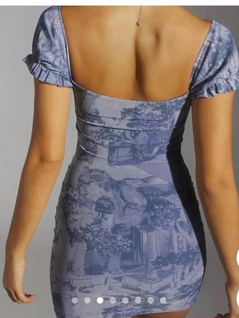 Urban Outfitters UO Blue Mesh Mini Party Dress Size Large Off Shoulders - Picture 3 of 12